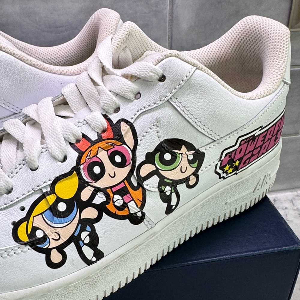 CUSTOM Nike Air Force 1s Power Puff Girls Edition Size 7.5 Hard to Find SALE🔥🔥🔥